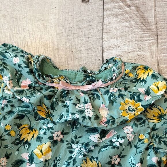 Janie And Jack Floral Ruffle Bow Collar Dress - Picture 2 of 4